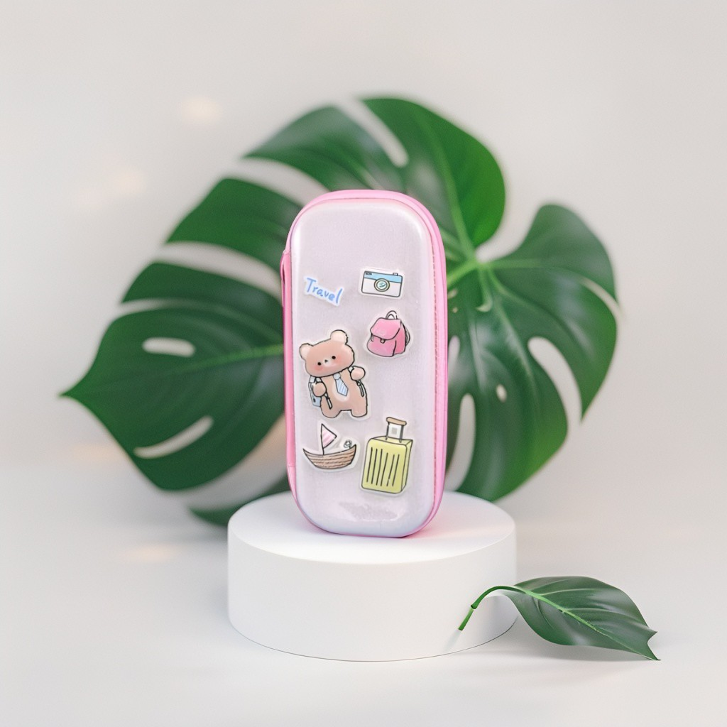 Bearvoy – Bear Travel Theme Pouch for Kids | Single Chain Adventure Pencil Case | Cute & Durable Stationery Bag NOV3759.