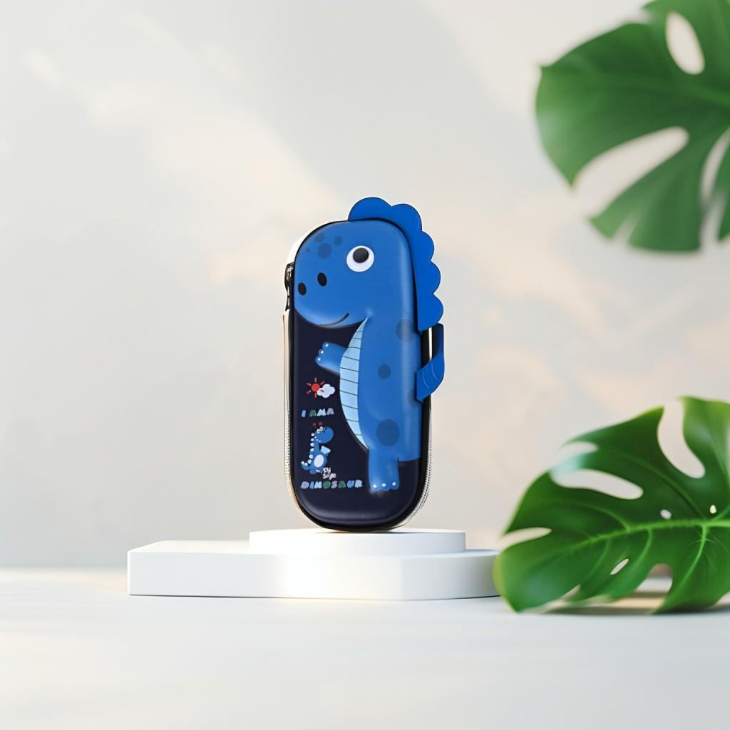 Blue - DinoZip – 3D Dinosaur Pouch for Kids | Large Storage Single Chain Pencil Case | Cute & Durable NOV3274.