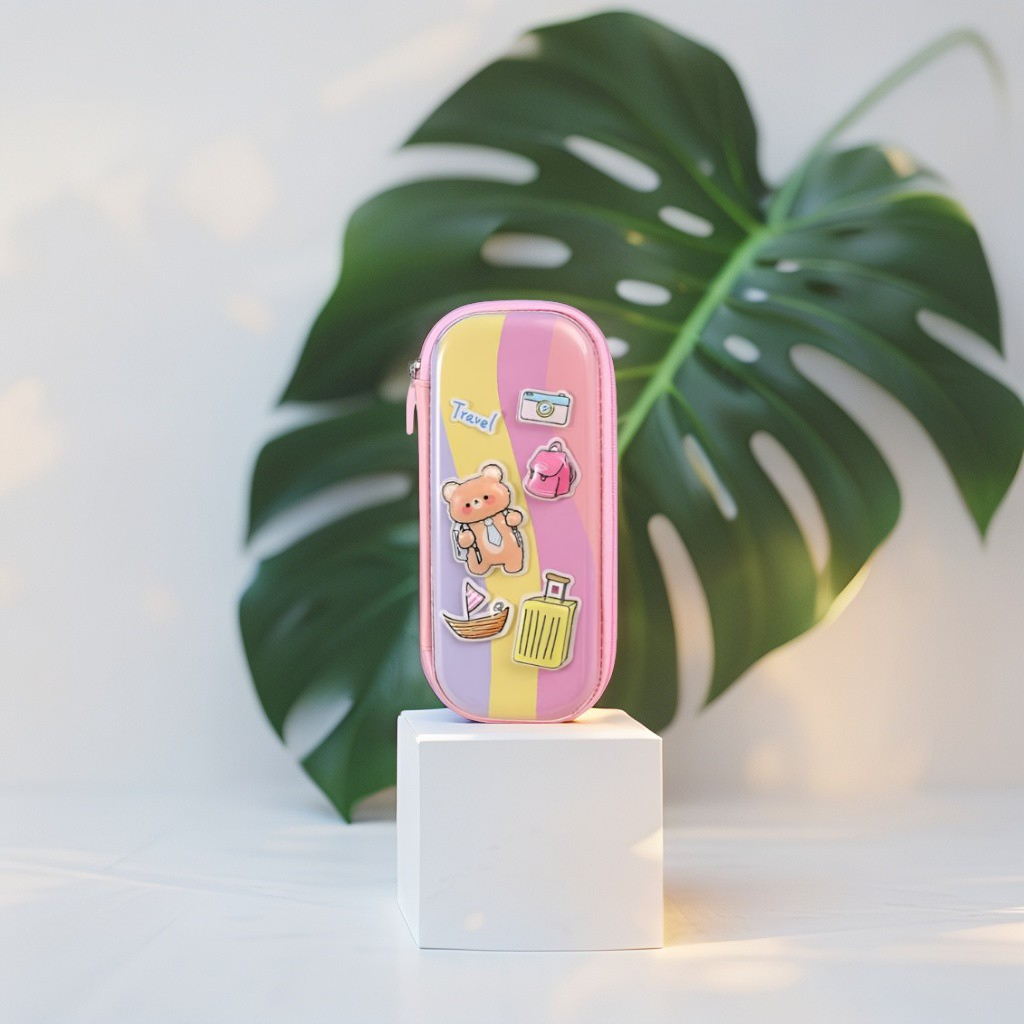 TravelBear – Cute Bear Theme Kids Pouch | Single Chain Pencil Bag NOV3986.