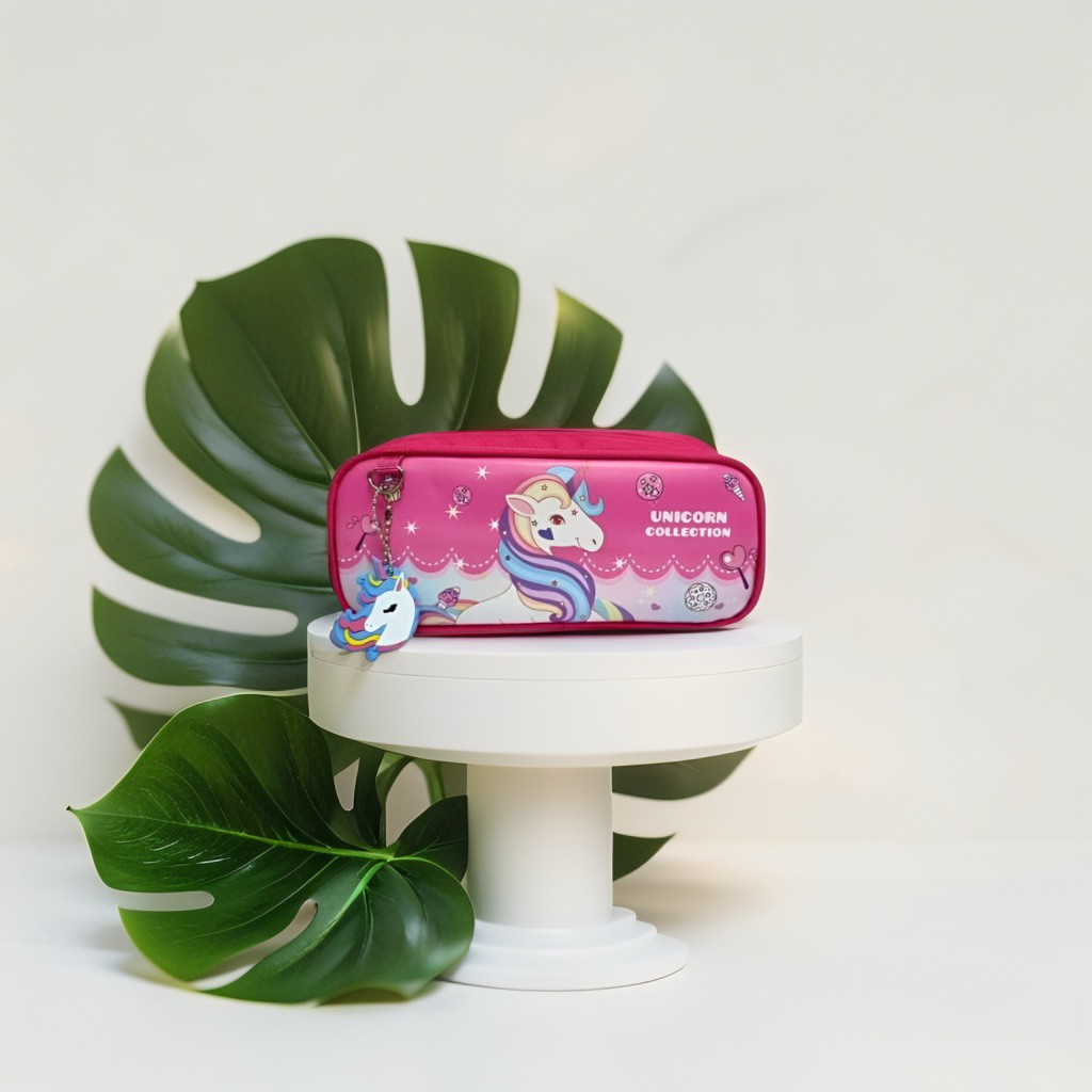 Unipouch – Unicorn Pencil Pouch for Girls | Double Zipper Stationery Case | Premium Leather Top | Cute & Durable School Pouch NOV2119.