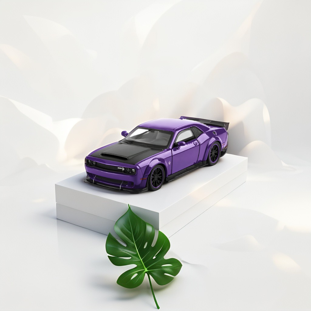 Purple - Dodge Challenger Diecast Car 1:32 Scale with Openable Doors - Hellcat Replica TV5398