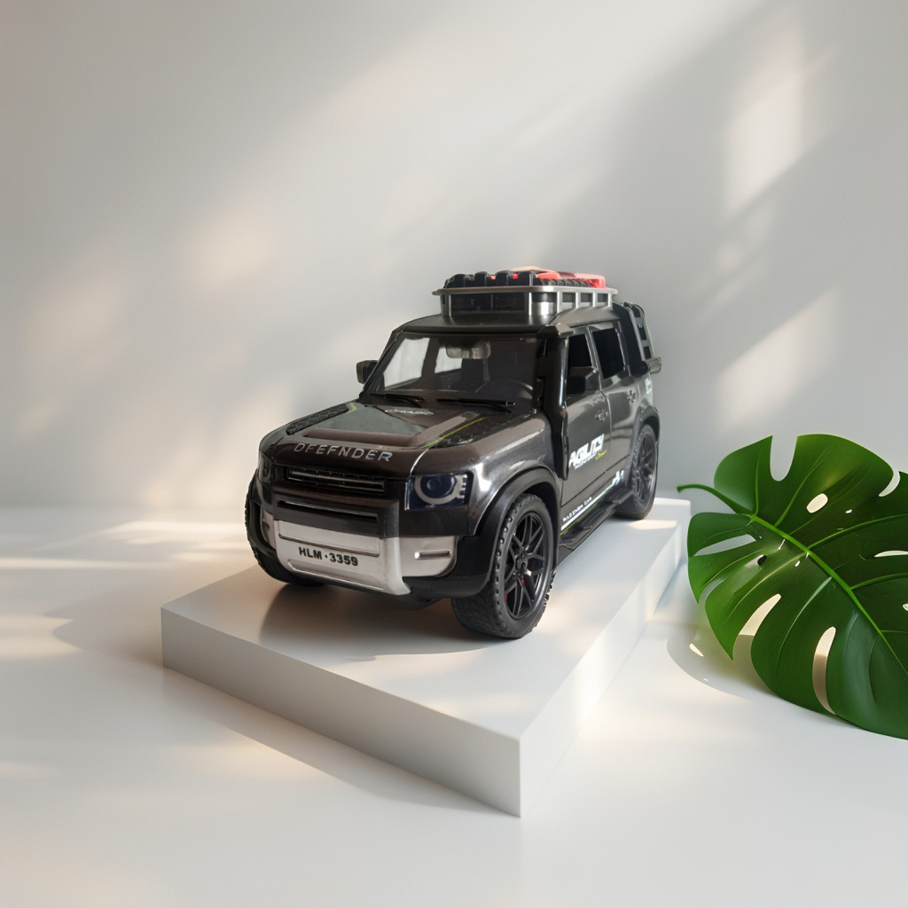 Brown - Defender Style Metal Diecast Police SUV Toy Car | Pullback with Lights & Sounds | Rescue Vehicle Model for Kids LMID700-07.