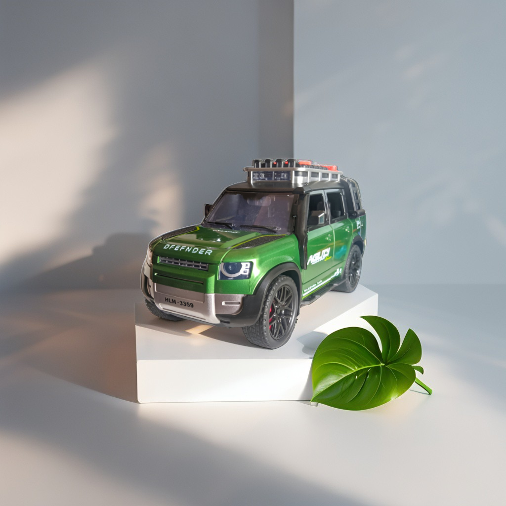 Green - Defender Style Metal Diecast Police SUV Toy Car | Pullback with Lights & Sounds | Rescue Vehicle Model for Kids LMID700-07.