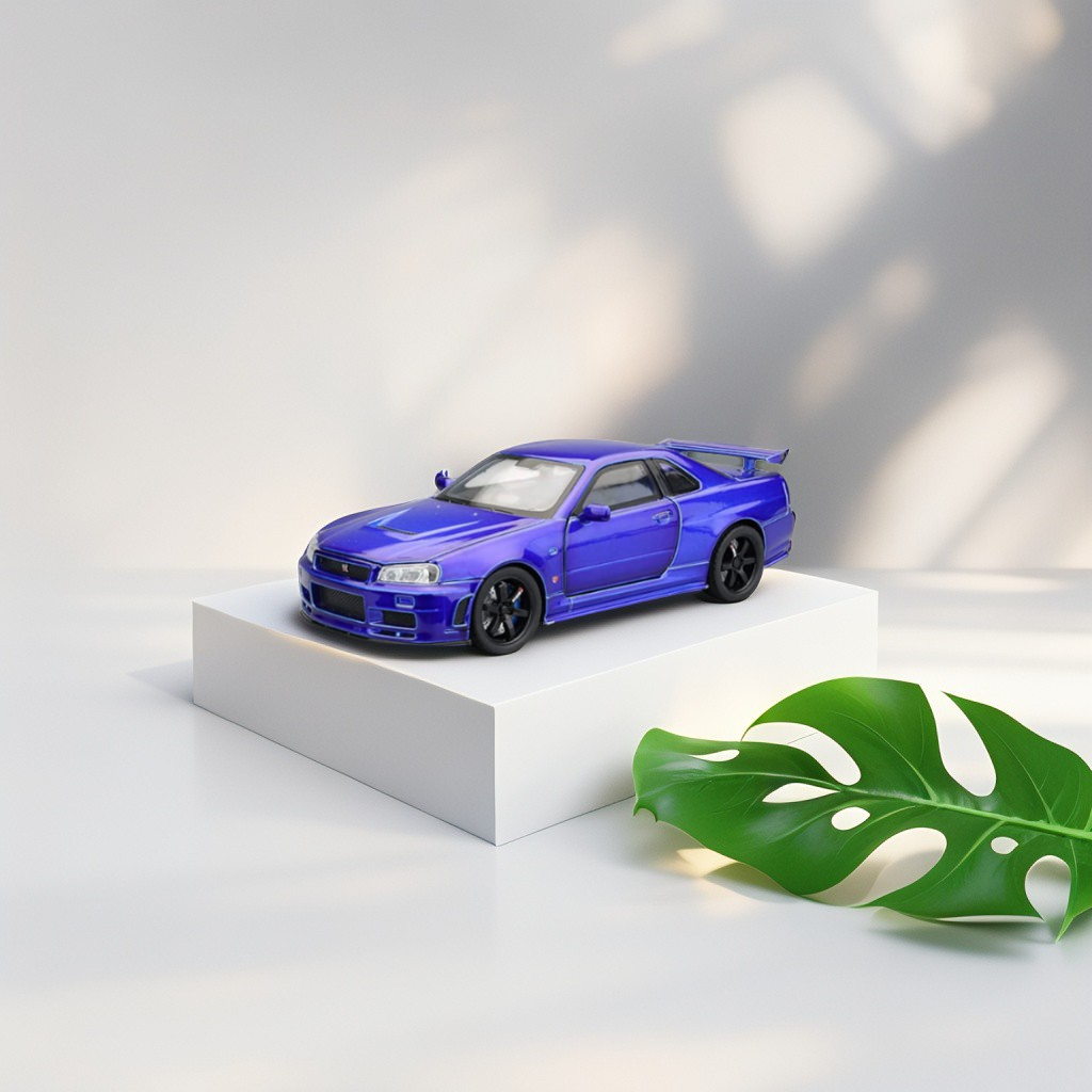 Purple - Nissan Skyline GTR R34 - Premium Alloy Metal Diecast Sports Racing Car Model - Openable Doors & Pull-Back Action Scale 1:32 - TV5396.