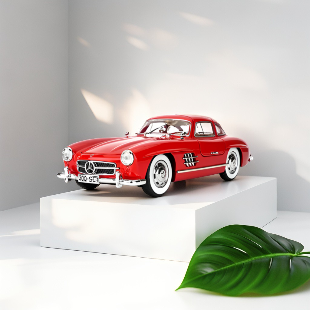 Red - Mercedes Benz 300 SL Gullwing Metal Diecast Car Scale 1:36 - Silver  TV5955.