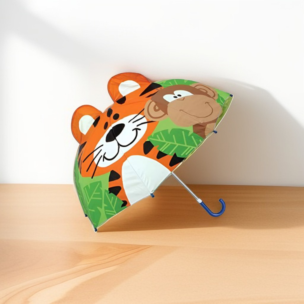Jungle Safari - Kids Umbrella with Tiger and Monkey Design |  Fun & Durable Umbrella for Children NOV6221.