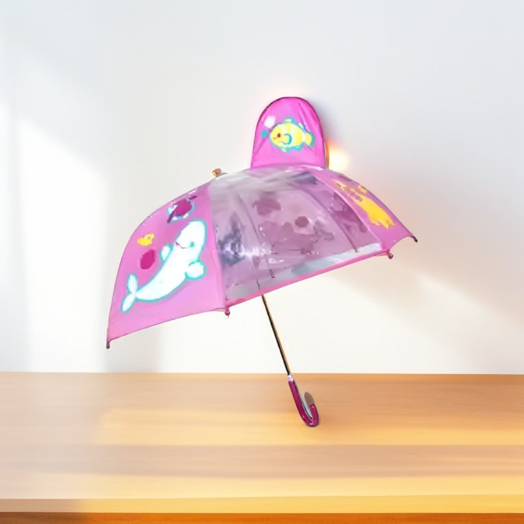 Dolphin Print Umbrella - 47 cm Lightweight Rain Umbrella for Girls & Boys NOV9696.