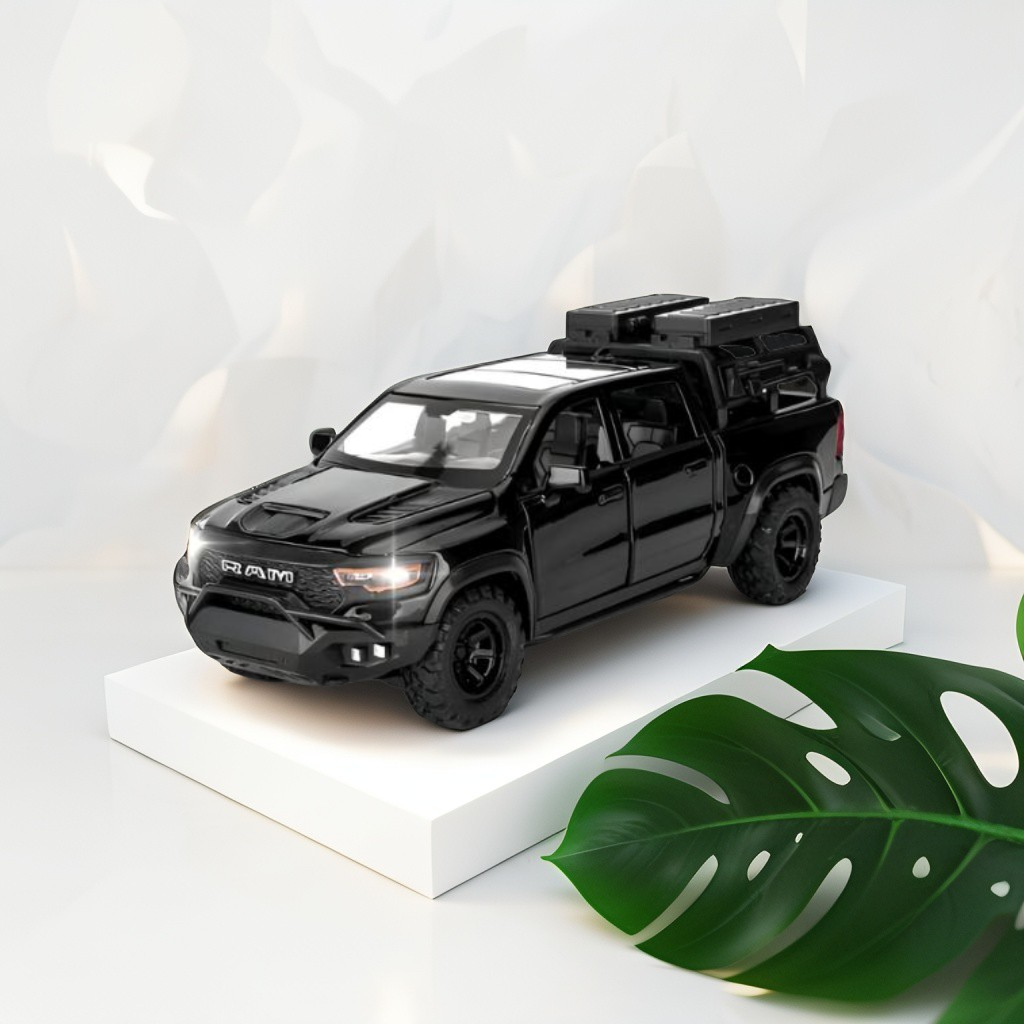 Black - Ram Mammoth Diecast Car for Kids – Heavy-Duty Off-Road Metal Toy Vehicle Scale 1:32 TZ-OS1561.
