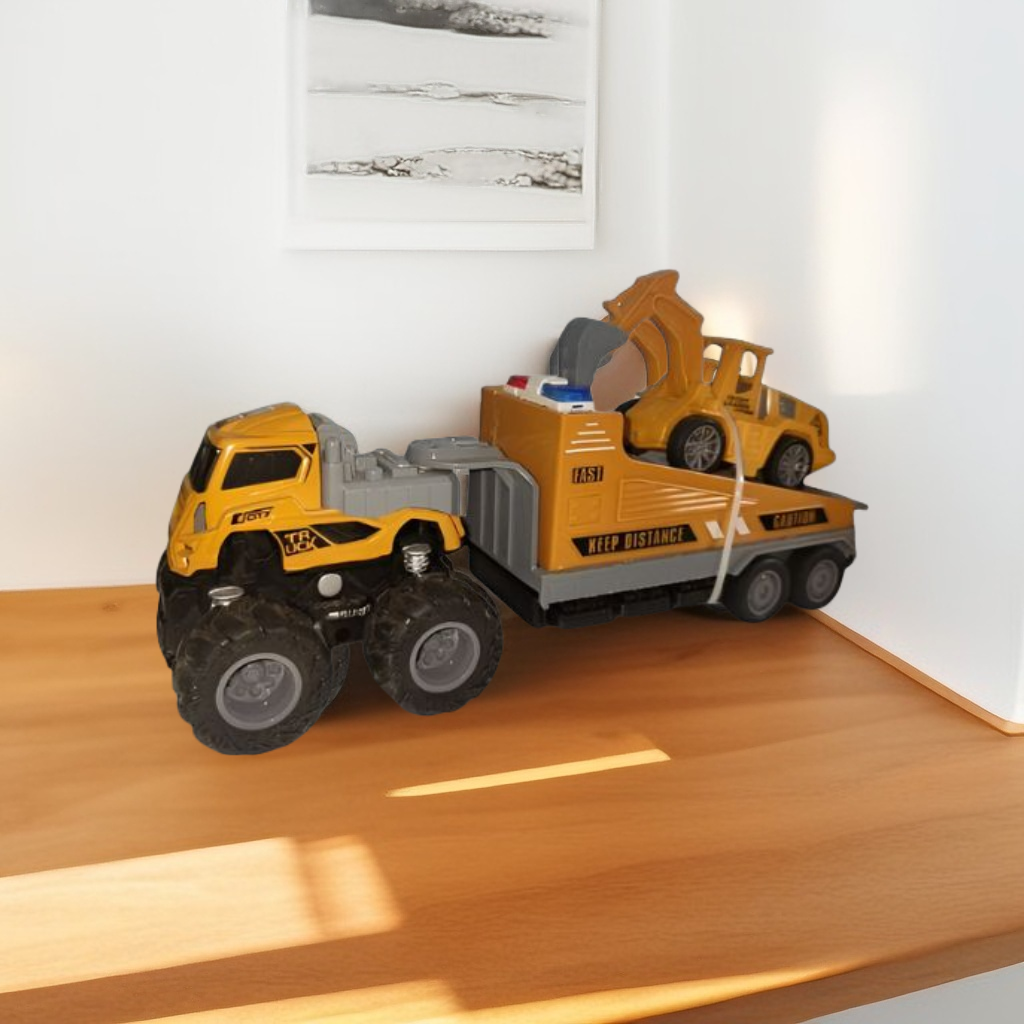 Construction Hauler – Friction Powered Construction Vehicle with Trailer for Kids NX12533.