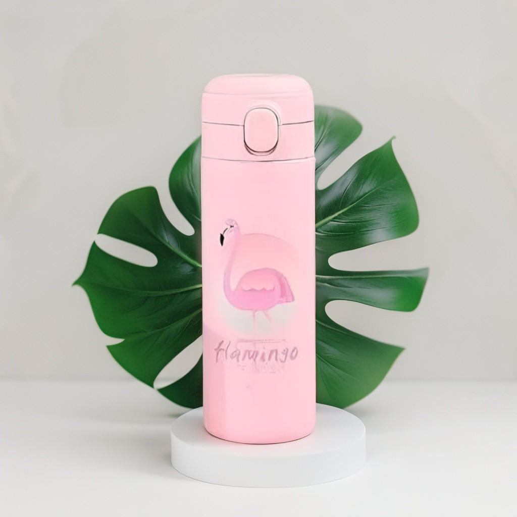 Pink - UniSip  – Unicorn Printed Vacuum Bottle 420ml Stainless Steel for Kids & Adults NOV1555.