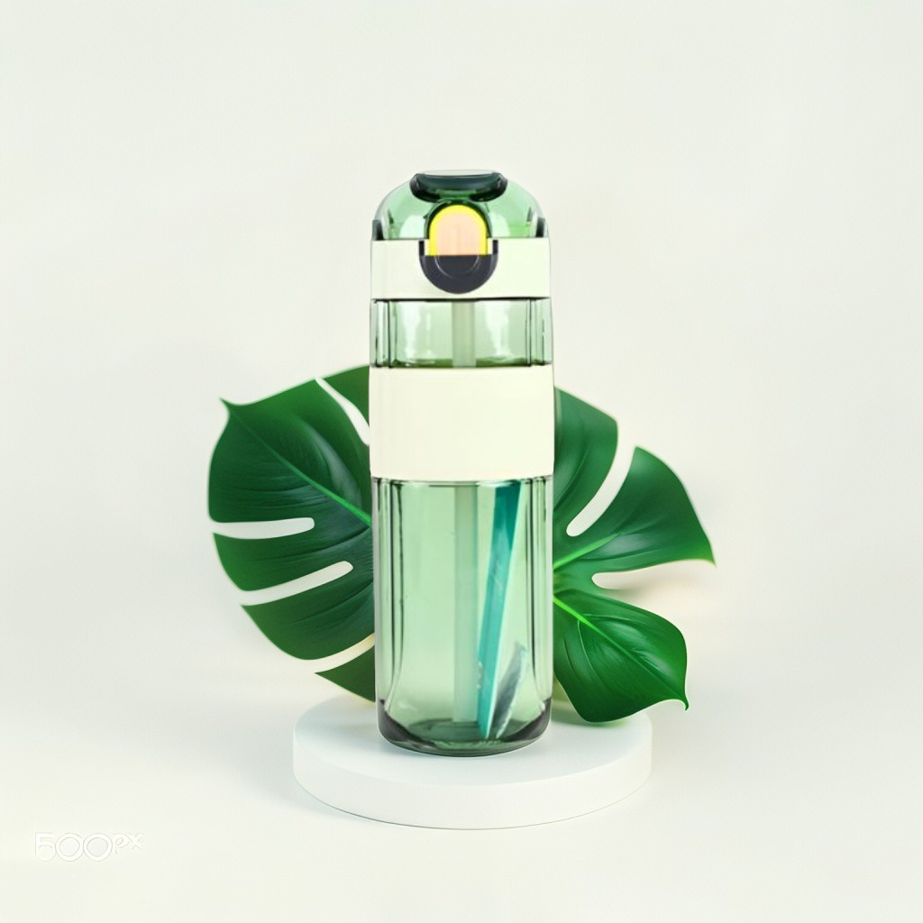 HydroMate – 580ml Plastic Water Bottle with Push-Button Sipper and Straw NOV5267.