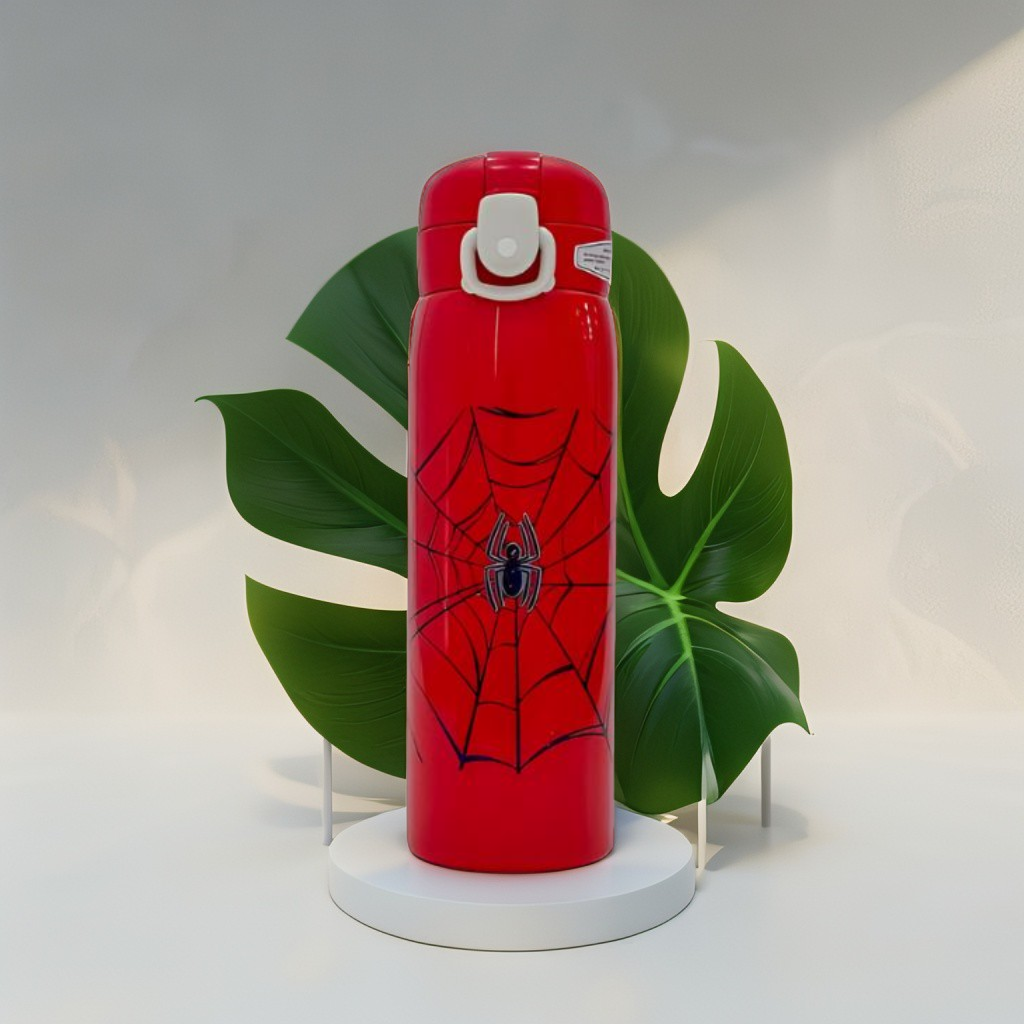 SpiderSip - Avengers Theme Sipper Bottle - Stainless Steel & Leakproof 500ml Push Button with Lock NOV8408.