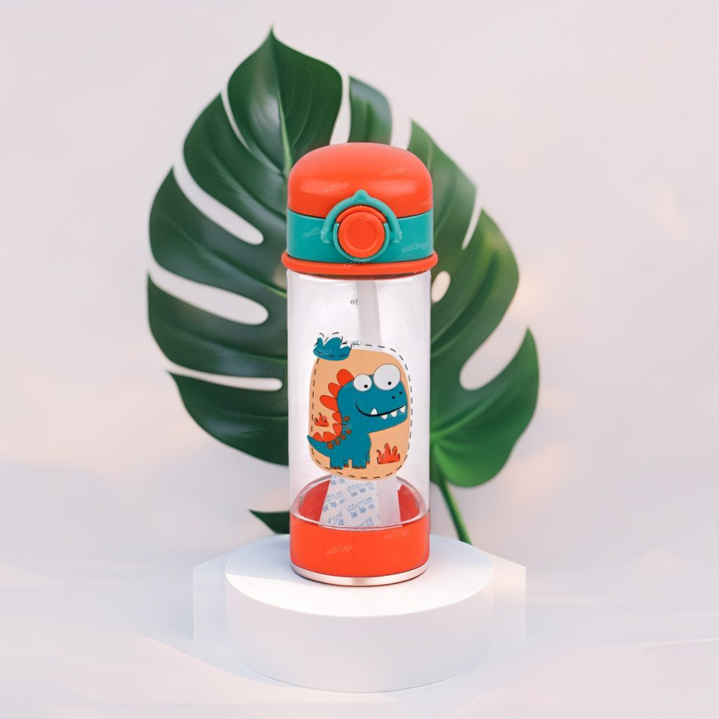 DinoSip – 360ml Water Bottle for Kids with Straw | Non-Toxic & BPA-Free | Cute Dinosaur Print | Leak-Proof School & Travel Bottle for Boys & Girls NOV6322.