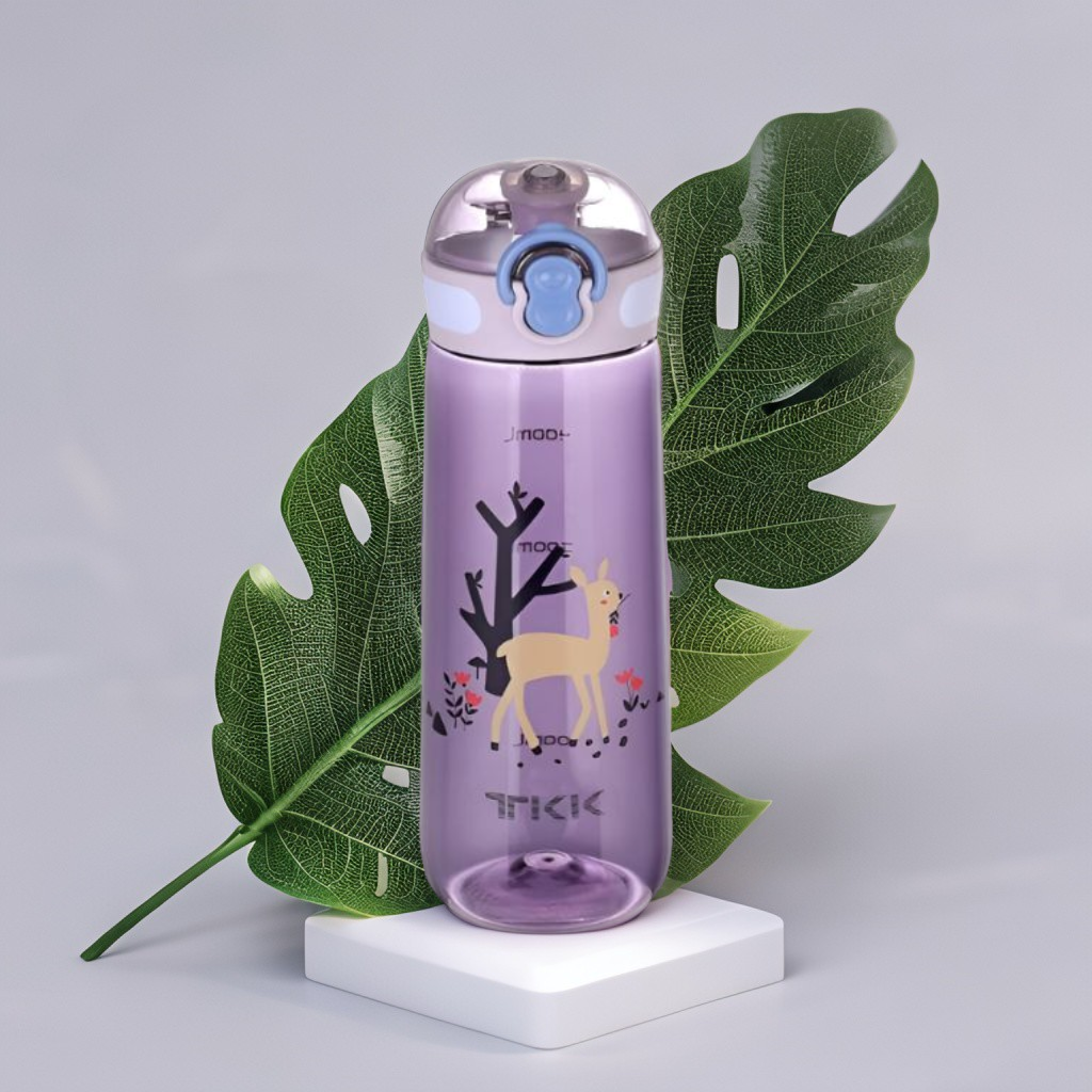 Purple - Printed Water Bottle for Kids – 550ml BPA-Free, Leak-Proof & Stylish Design for School & Outdoor Use NOV3311.