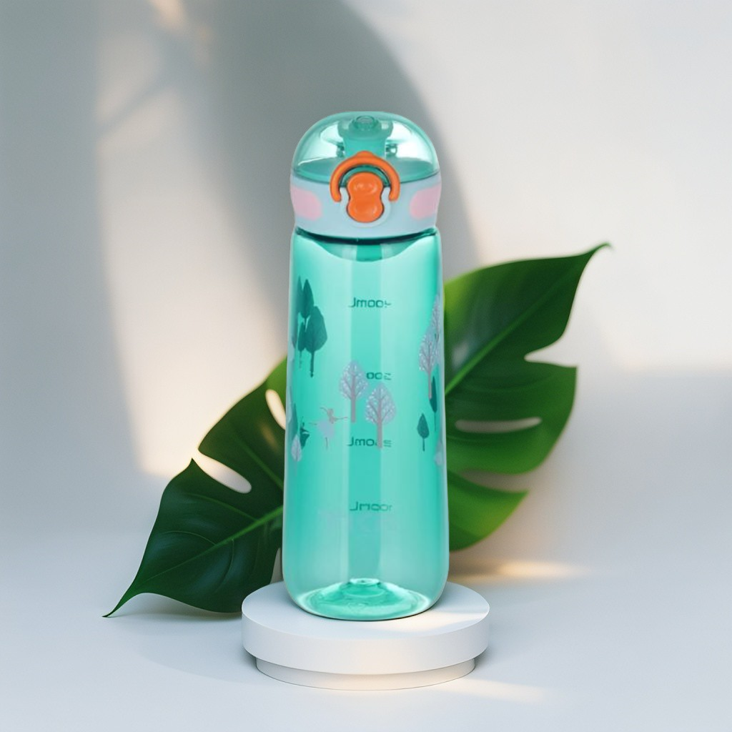 Turquoise - Printed Water Bottle for Kids – 550ml BPA-Free, Leak-Proof & Stylish Design for School & Outdoor Use NOV3311.