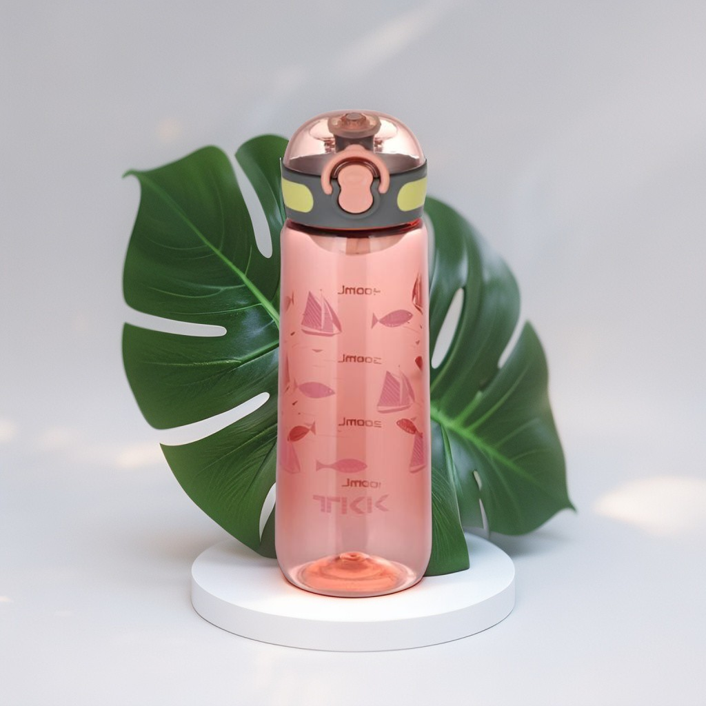 Orange - Printed Water Bottle for Kids – 550ml BPA-Free, Leak-Proof & Stylish Design for School & Outdoor Use NOV3311.