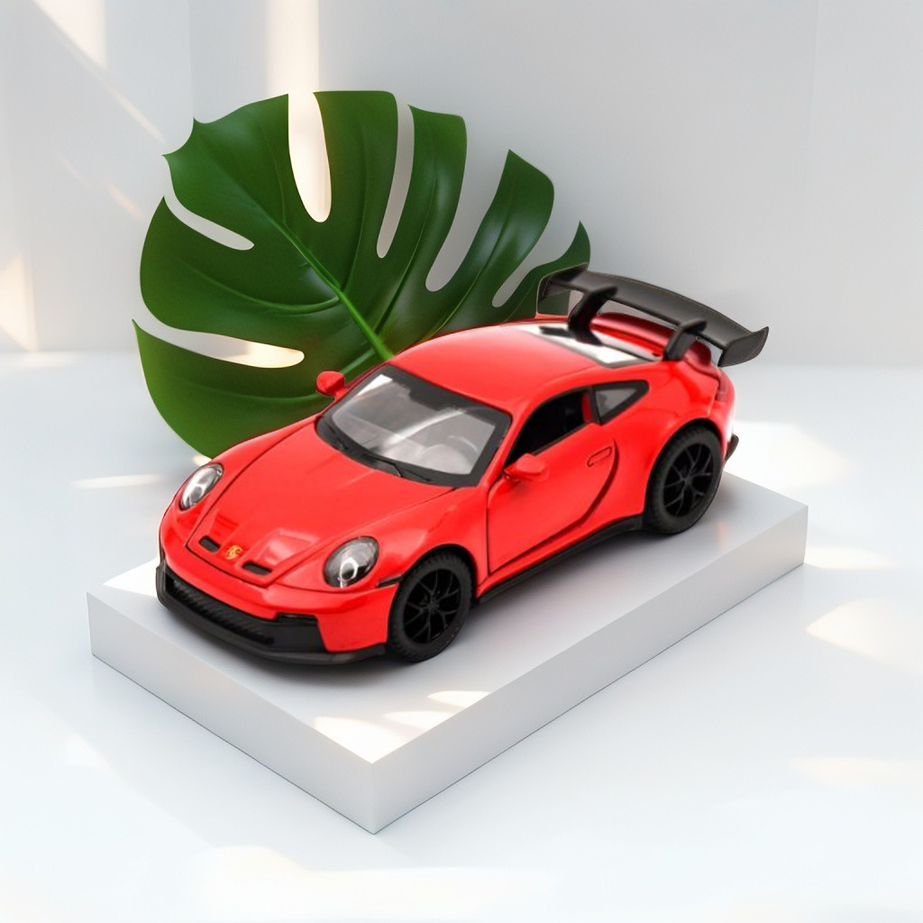 Red - Porsche 911 GT3 Alloy Car Model – Supercar Toy with Pull Back Action for Kids & Collectors Scale 1:32.