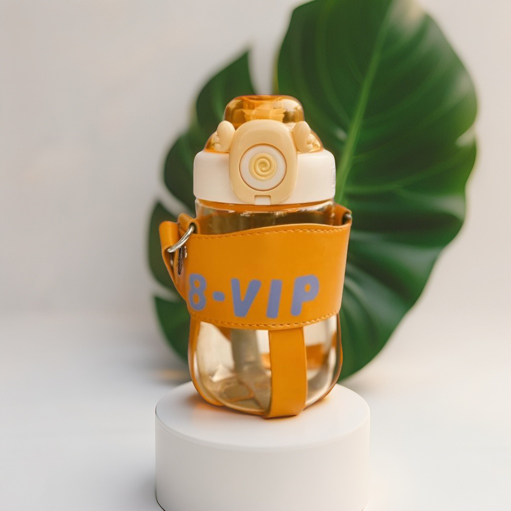 Orange - Baby Drink Bouncing Cup with Straw – Cute Mini Sports Cup for Toddlers NOV1340.