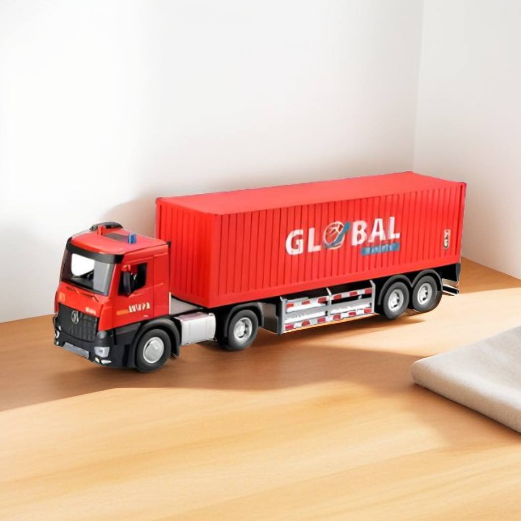 Red - Container Transport Truck  – Heavy-Duty Alloy Container Vehicle for Kids & Collectors LMI15074.