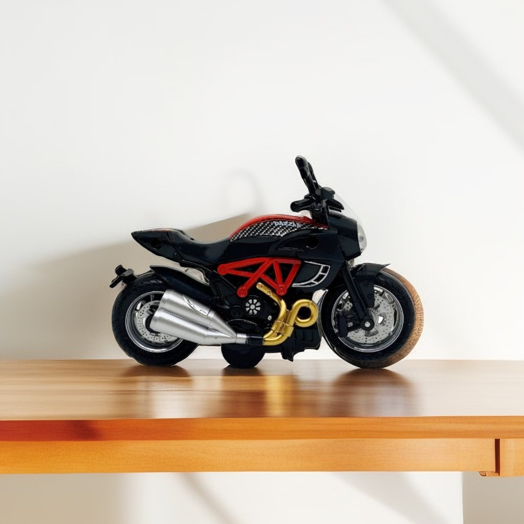 Red - Die-Cast Dazzle Motorbike Toy with Lights & Music | Interactive Motorcycle for Kids.