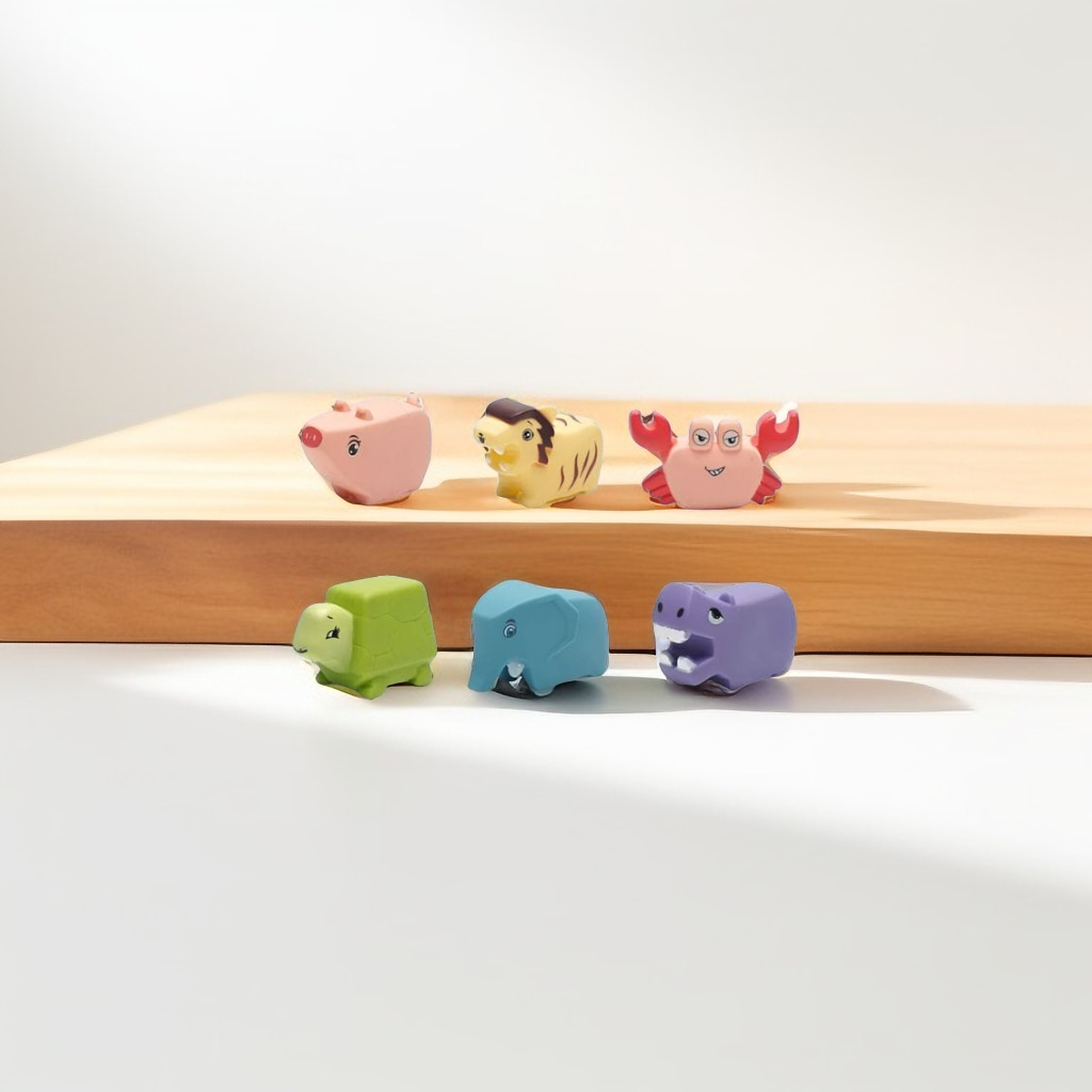 RubberJoy Critters – Colorful Squeaky Bath Toys for Kids | Soft Vinyl Cartoon Animals | Educational & Fun Tub Time Toy Set