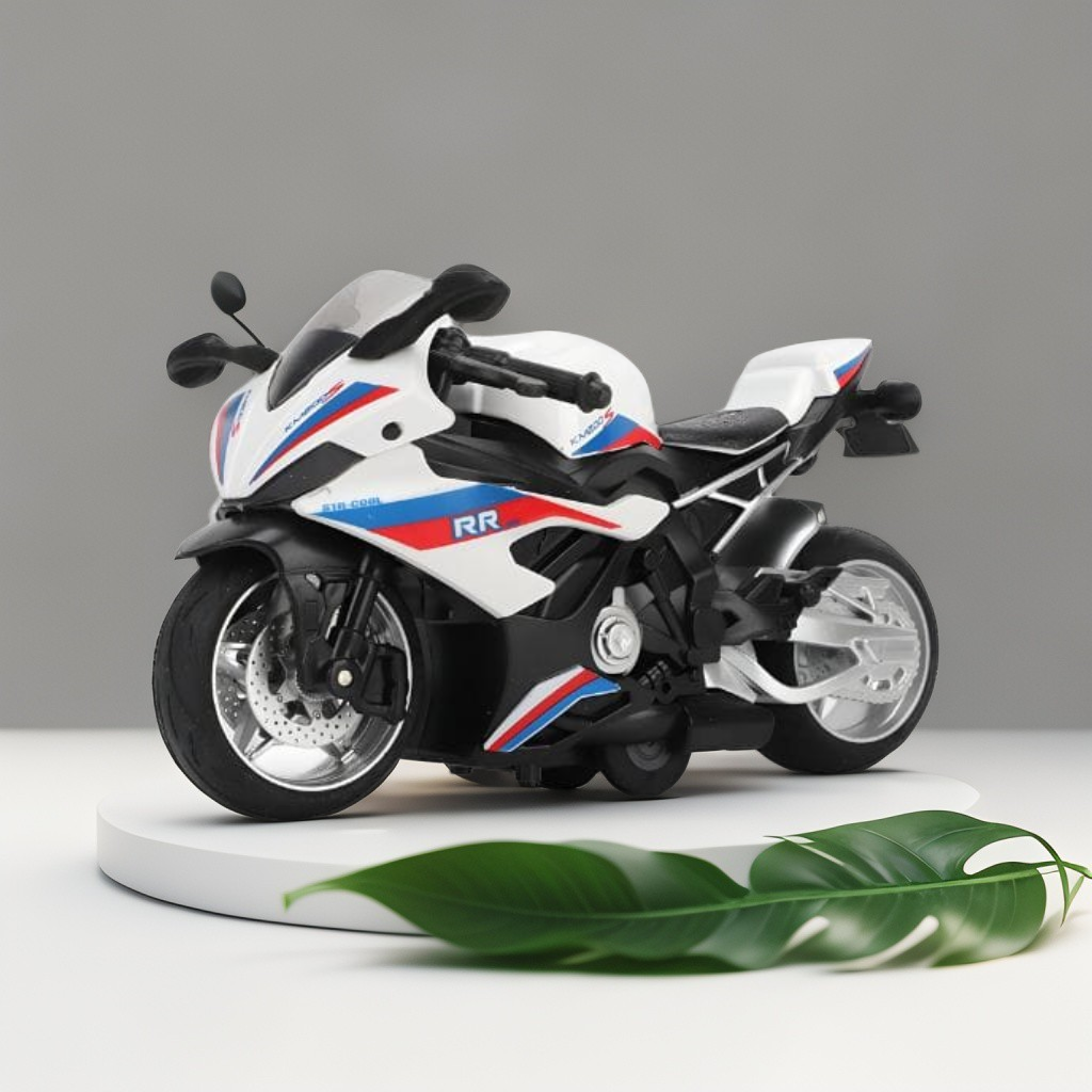 Alloy Motorcycle Model Toy | White Edition - Pull Back Action Bike for Kids.
