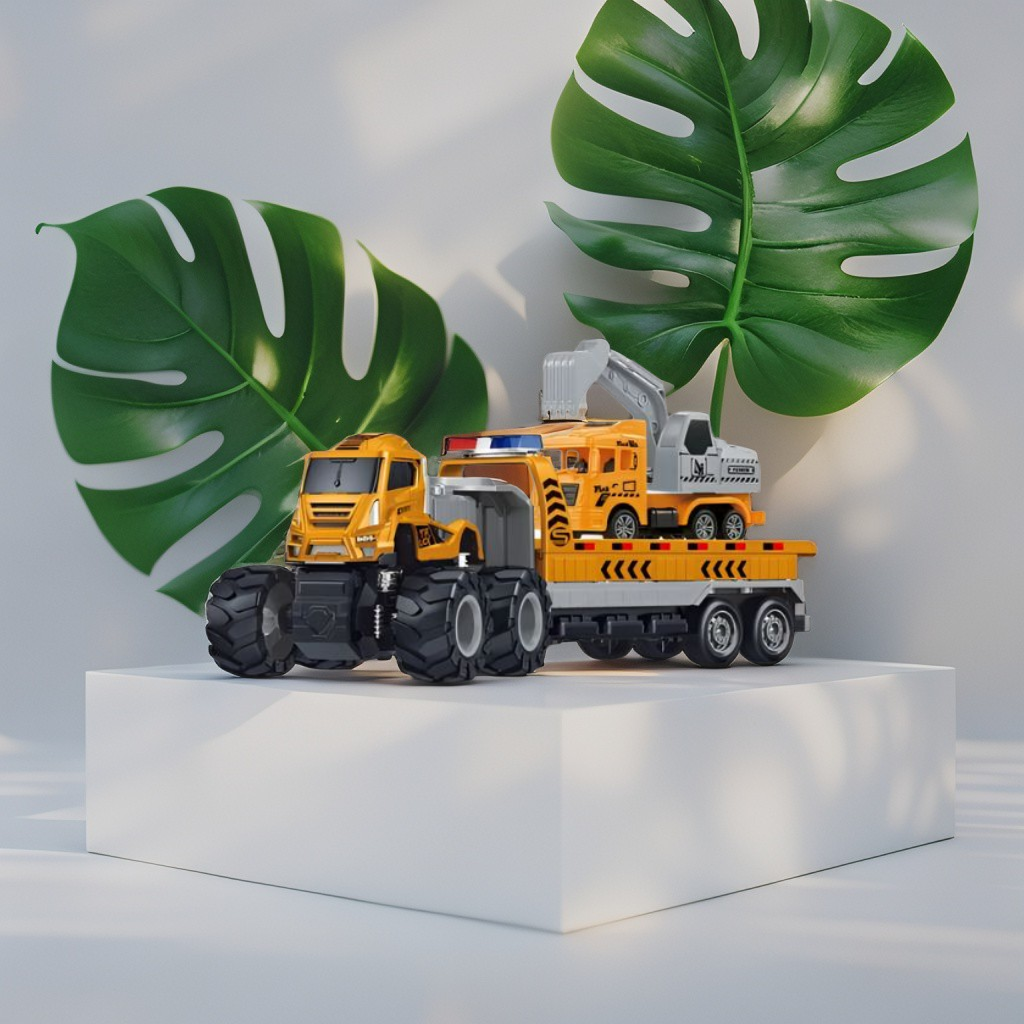 Construction Hauler – Friction Powered Construction Vehicle with Trailer for Kids NX12533.