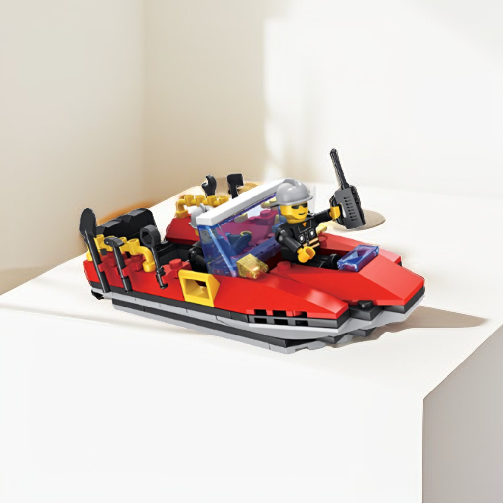 City Rescue Speed Boat Building Block Set – 118 PCS Police Watercraft Toy with 2 Minifigures for Kids TV5011.