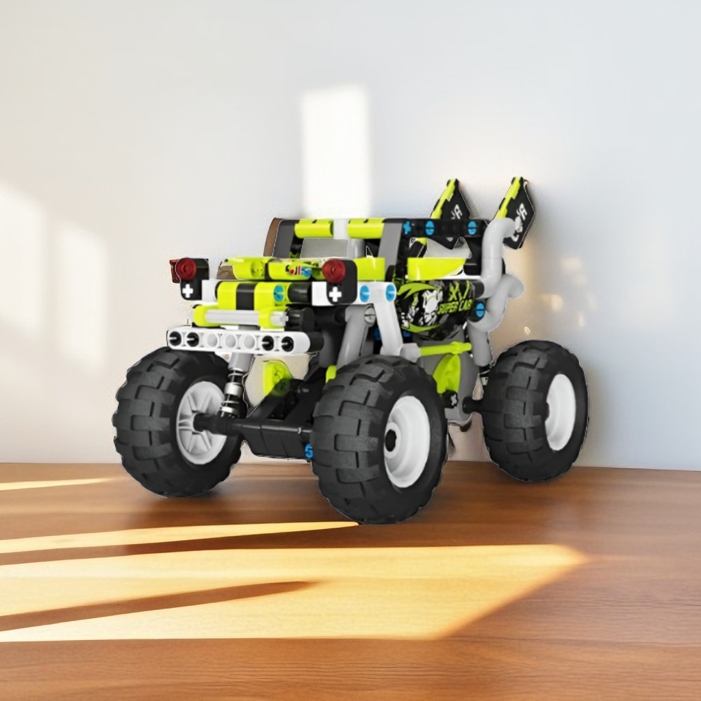 Green - 210-Piece Pull-Back Race Car Building Toy | Contest Master Monster Truck LEGO Set for Boys & Girls