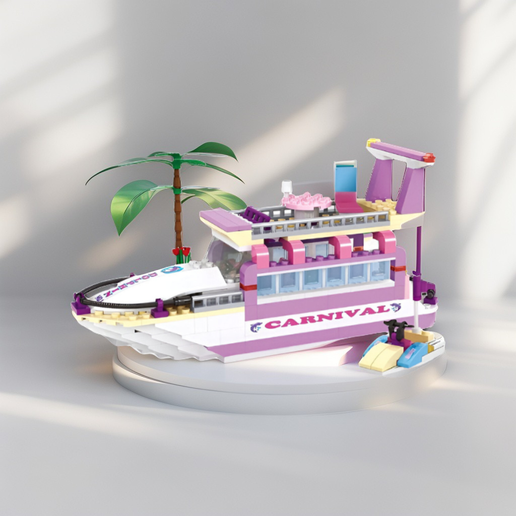Dream Girls Carnival Cruise Yacht Building Block Set - 318 PCS Luxury Boat LEGO Set - Tropical Vacation Toy for Kids Ages 6+ TV5633