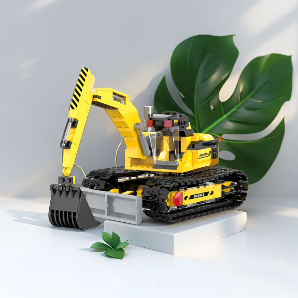 Heavy-Duty Excavator Building Blocks - 367+ PCS COGO TOWN Construction Vehicle LEGO Set - 2-in-1 Model with Figures TV5086