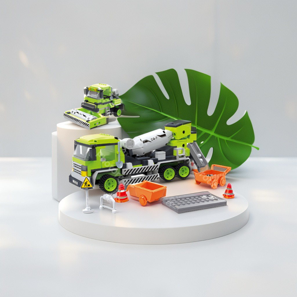 Cement Mixer Truck Building Block Toy Set – Educational Construction Vehicle Blocks for Kids, STEM Learning Toy Gift TV5089.