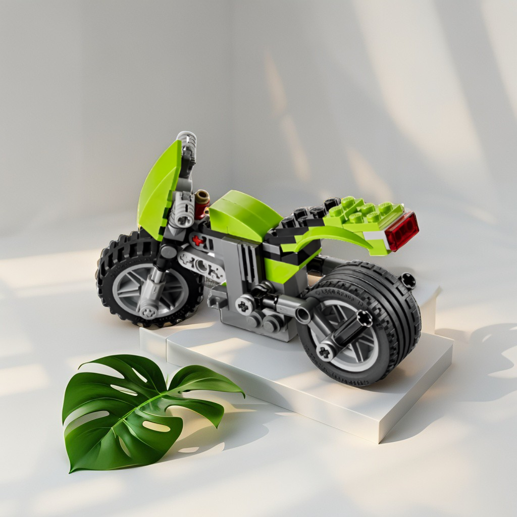 3-in-1 Highway Cruiser Motorcycle Building Block Set - 129 PCS ARCHITECT Chopper LEGO Set - Vehicle Model Toy for Ages 8+ TV867