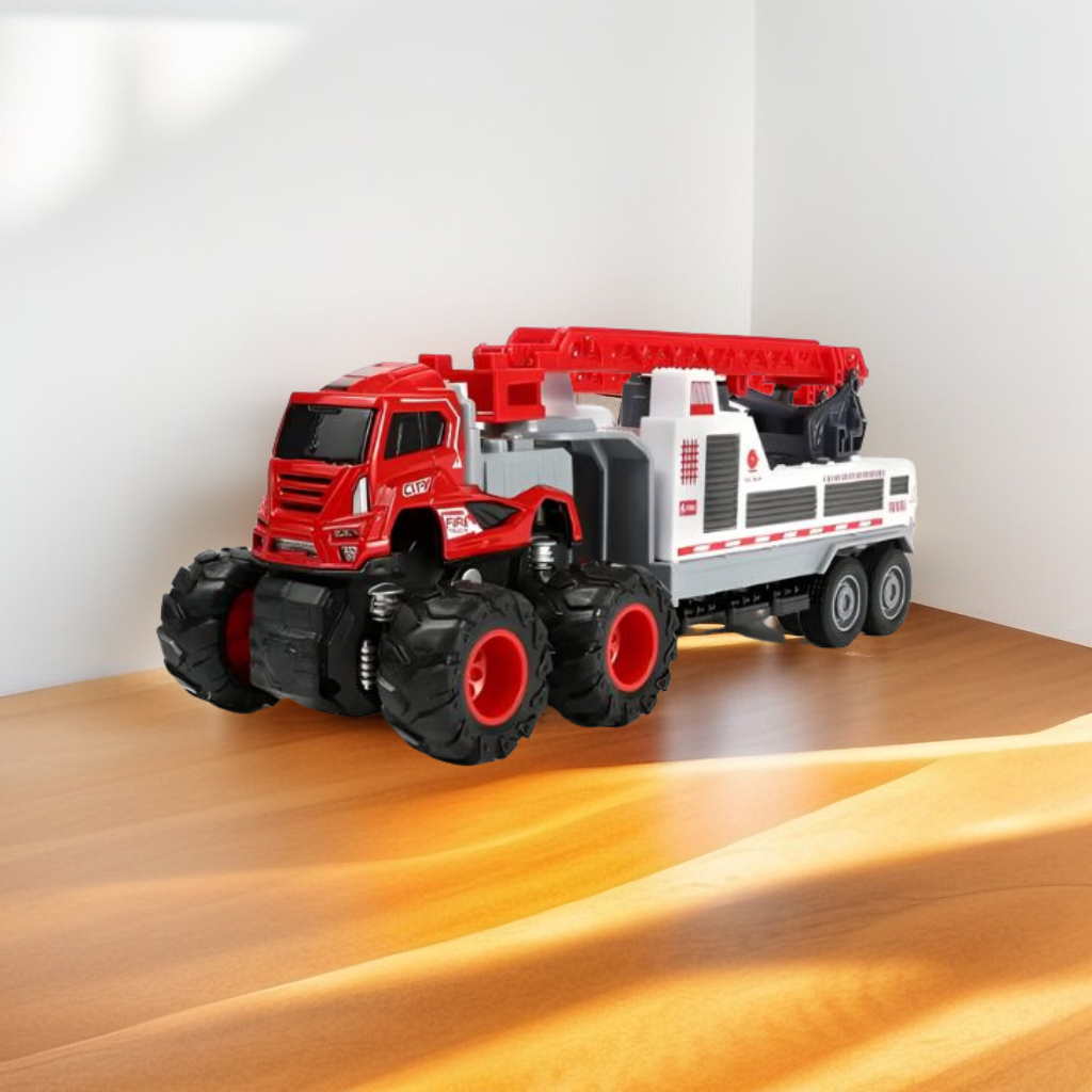 Red - Fire Rescue Transport Truck Toy for Kids – Sturdy Emergency Vehicle Toy for Boys & Girls | Imaginative Play Gift LMI13854.