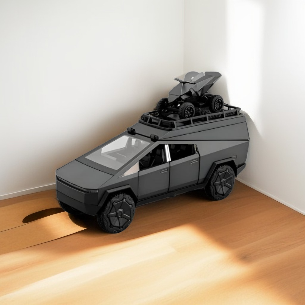 Black - Cybertruck Diecast Car Toy – Camping RV Edition | Collectible Metal Model for Kids & Adults Scale 1:24 LMI14923.