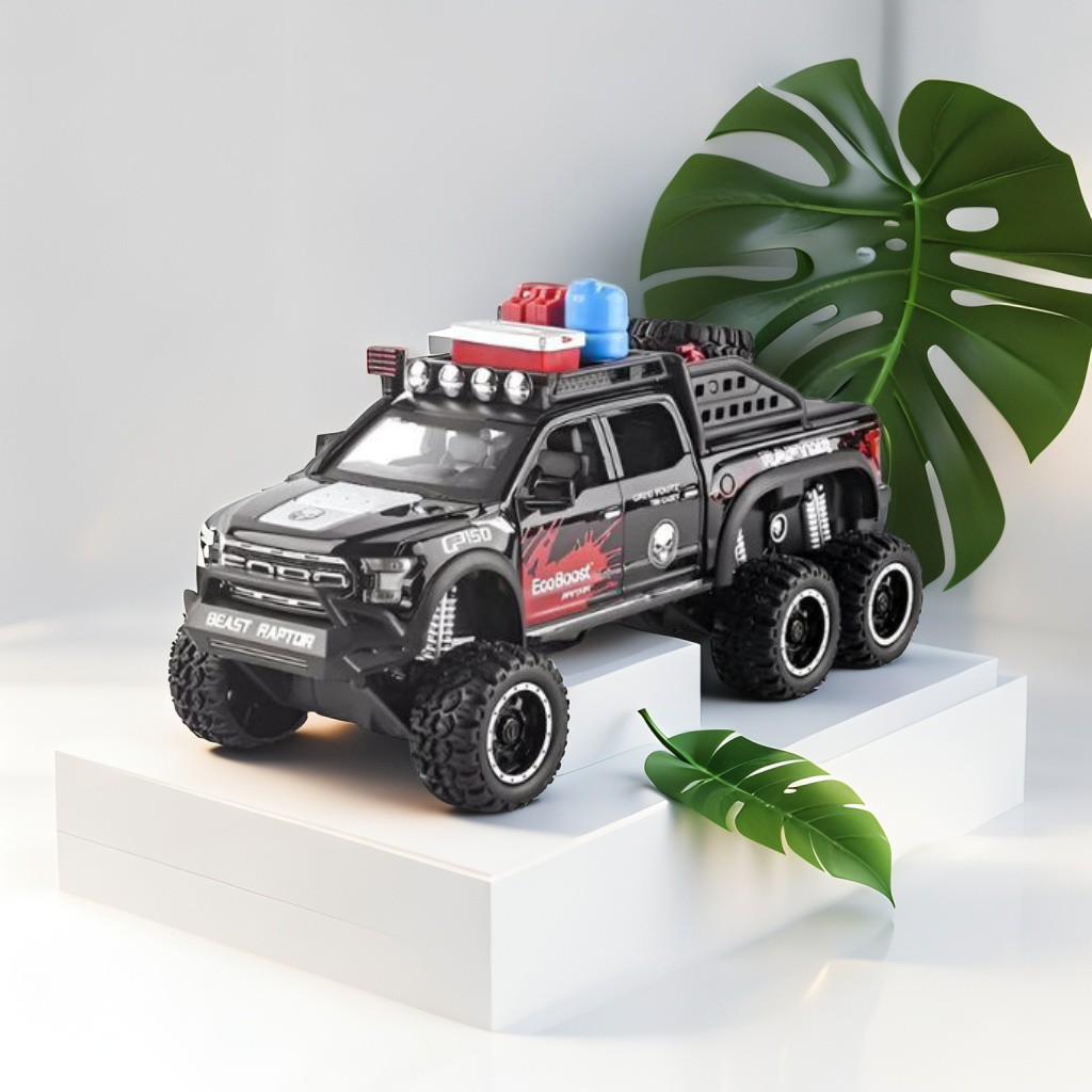 Black - Ford Raptor X-Spray - Raptor F150 Spray Diecast Car – Metal Toy Truck for Kids LMI15065.