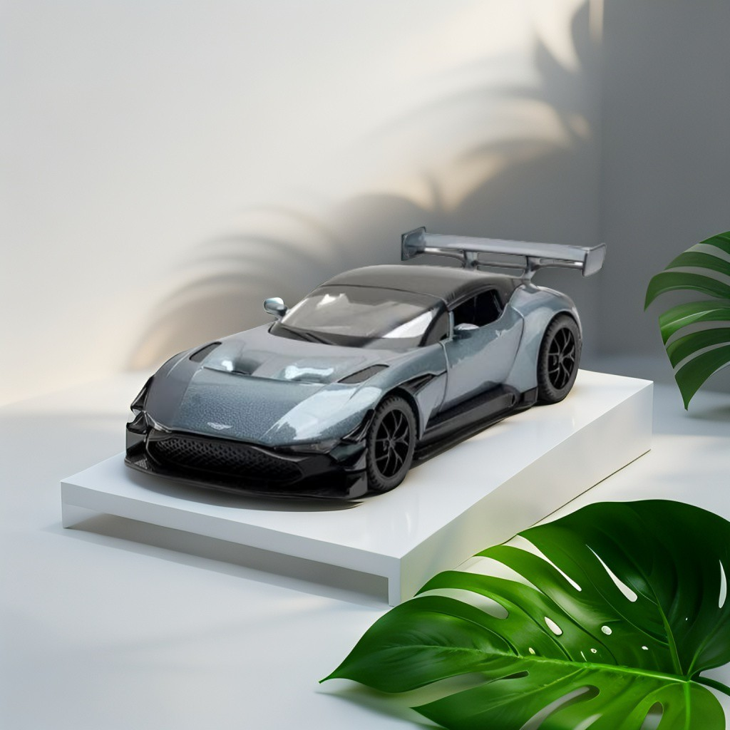 Grey - Aston Martin Vulcan Diecast Pullback Car – Alloy Metal Racing Model Toy with Openable Doors, Collectible Gift for Kids Scale 1:32.