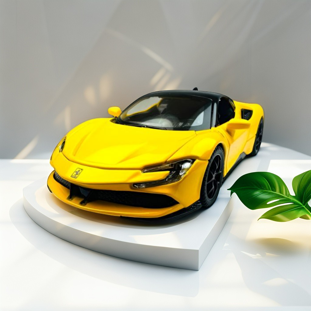 Yellow - Ferrari SF90 Spider Diecast Car – Premium Collectible Model | Metal Sports Car Toy for Enthusiasts - Scale 1:32.