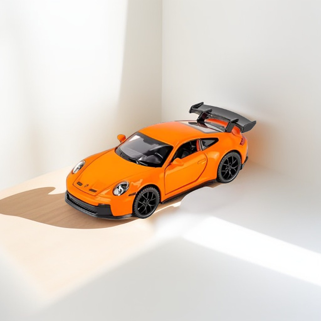 Orange - Porsche 911 GT3 Alloy Car Model – Supercar Toy with Pull Back Action for Kids & Collectors Scale 1:32.
