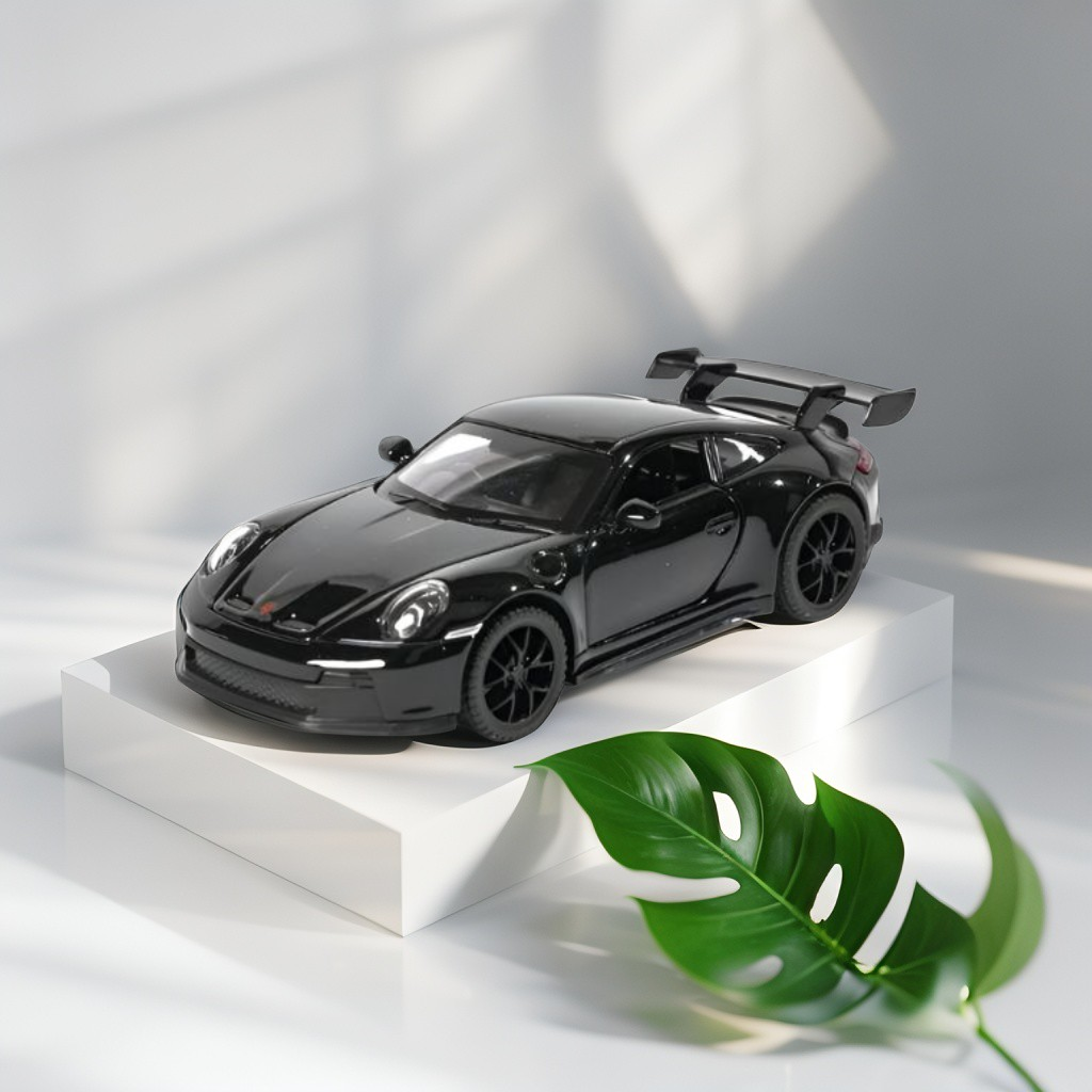 Black - Porsche 911 GT3 Alloy Car Model – Supercar Toy with Pull Back Action for Kids & Collectors Scale 1:32.