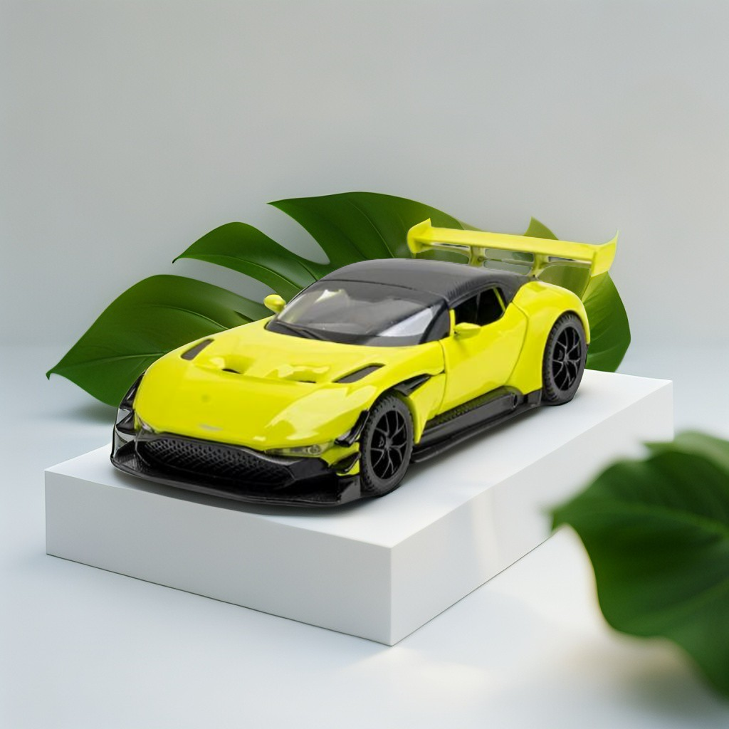 Aston Martin Vulcan Diecast Pullback Car – Alloy Metal Racing Model Toy with Openable Doors, Collectible Gift for Kids Scale 1:32