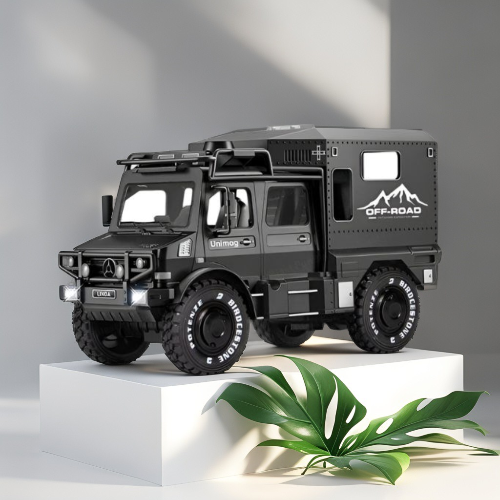 Mercedes Military Truck Model X1 – Off-Road Army Vehicle Toy with Pull Back Action, Light & Sound, Friction Power for Kids. LMI13345