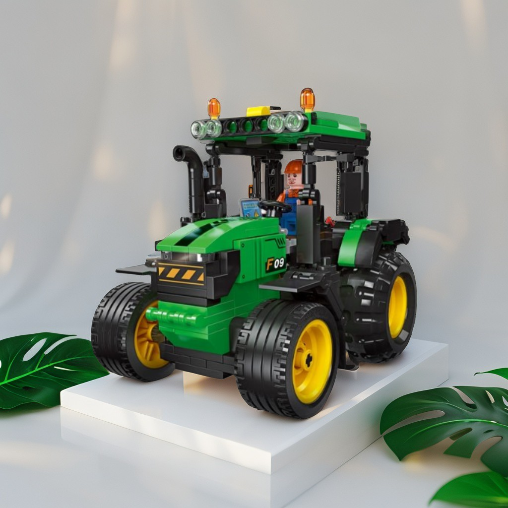 Harvest Ranch Tractor Building Set – 304 Pcs Pullback Farm Vehicle Toy for Kids TV1266.