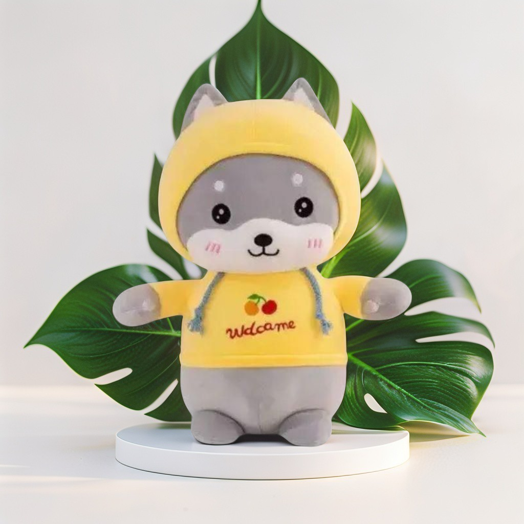 Yellow - Husky Plush Soft Toy – Cute Stuffed Dog Doll for Babies & Kids | Soft & Cuddly Toy for Boys & Girls 8 inch - MS9587.