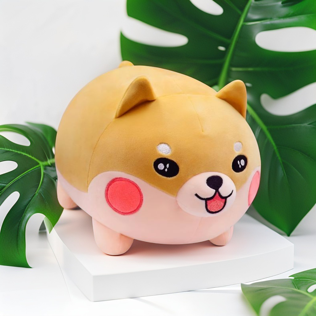 BROWN - ChubBark Buddy 45 CM – Kawaii Chubby Dog Plush | Large Stuffed Animal Puppy Toy | Soft Fat Dog Cushion for Kids & Girls - MS8486