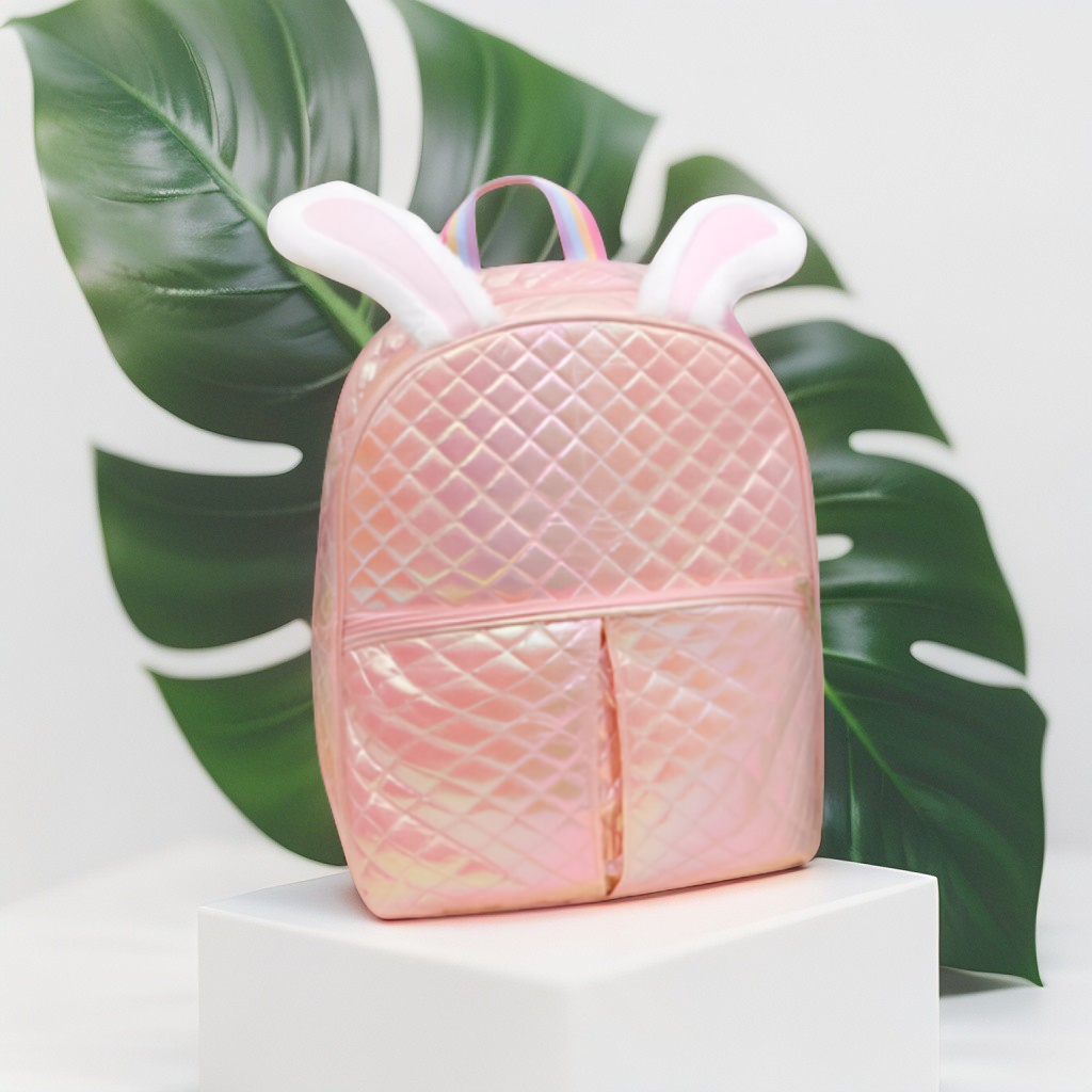 Bunny Ears Backpack – Cute Iridescent Kids School Bag Pink NOVGBT-50099.