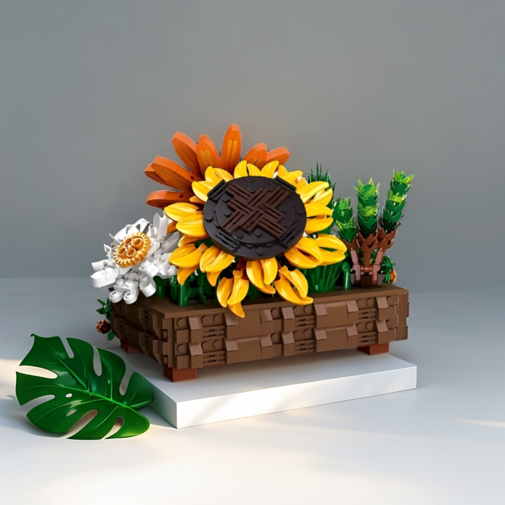 Sunflower Botanical Display Building Block Set - 924 PCS IVY BONSAI Flower Pot LEGO Set - Adult Home Decor & Gift TV5668