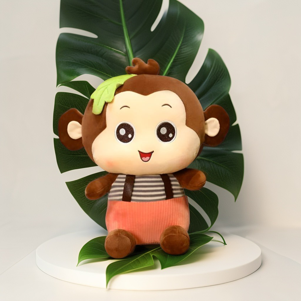 Brown - Fluffy Monkey Plush Toy – Huggable Stuffed Animal for Kids & Toddlers 8 inch - MS9585.