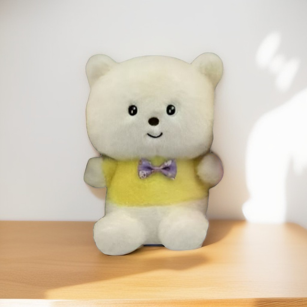 Yellow - White Teddy Bear with Bow – Super Soft Stuffed Animal for Gifting & Cuddles 8 inch - MS14485.
