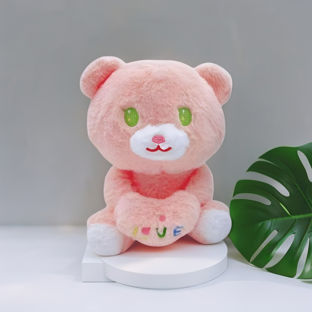 Pink - Teddy Love Heart Plush Toy - Cute Sitting Teddy Bear Soft Toy for Babies, Kids & Adults 8 inch - MS14688.